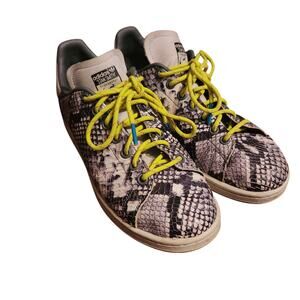Adidas Originals Stan Smith Shoes White/Black/Grey Snakeskin Pattern Sz 7 Mens